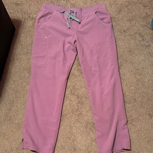 Figs Women's Kade Scrub Pants in Lilac Dawn with Mint Drawstring